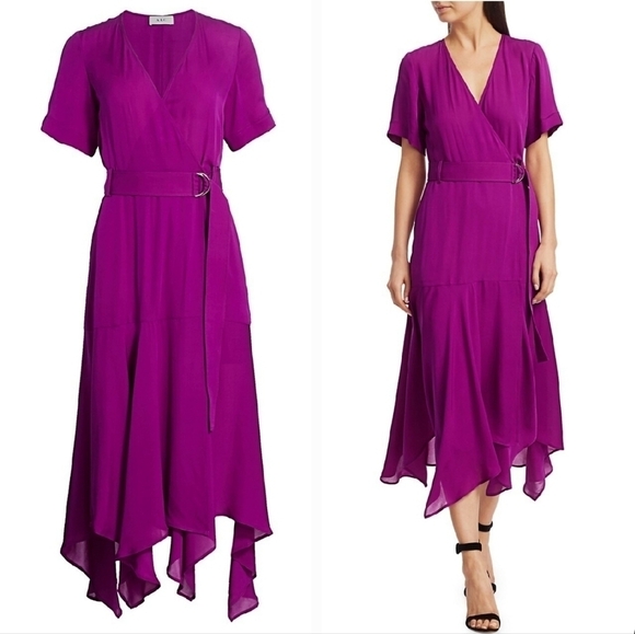 A.L.C. Claire Silk Wrap Dress in Purple - Picture 1 of 5